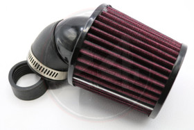 Ilmansuodatin Power filter 28/35mm 90° kulmalla, musta / punainen