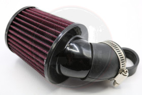 Ilmansuodatin Power filter 28/35mm 90° kulmalla, musta / punainen