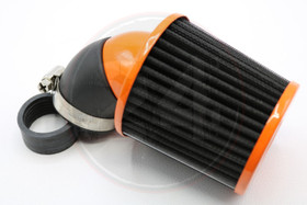 Ilmansuodatin Power filter 28/35mm 90° kulmalla, oranssi / musta