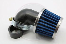 Ilmansuodatin Power filter 28/35mm 90° kulmalla, kromi