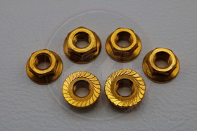 M6 alumiini mutteri 6kpl, kulta