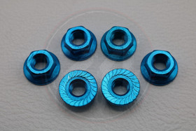 M6 alumiini mutteri 6kpl, sininen