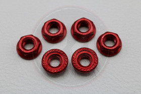 M6 alumiini mutteri 6kpl, punainen