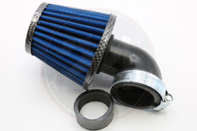 Ilmansuodatin Power filter 28/35mm 90° kulmalla, carbon