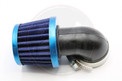 Ilmansuodatin Power filter 28/35mm 90° kulmalla, sininen