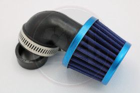 Ilmansuodatin Power filter 28/35mm 90° kulmalla, sininen