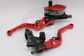 Etujarrusylinteri + kytkinkahva sarja, musta / punainen