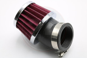 Ilmansuodatin Power filter 35mm 45° kulmalla, kromi / punainen