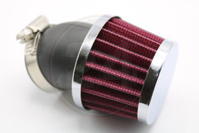 Ilmansuodatin Power filter 35mm 45° kulmalla, kromi / punainen