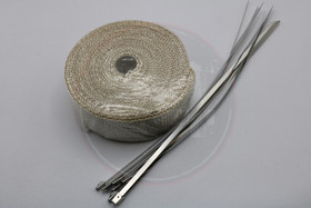 Pakoputken lämpöeristenauha + kiinnityspannat, valkoinen