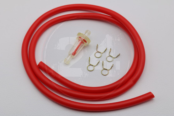 Polttoaineletku neopren punainen 1m + suodatin, 5 x 8mm