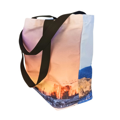 Banderolleista valmistettu kangaskassi