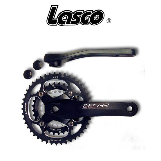 CRANKSET LASCO 28/38/48 ALU 170 MM BLACK, CHAINGUARD