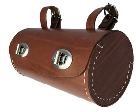 SADDLE BAG, BROWN, BARREL SHAPE