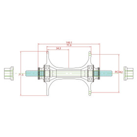 FRONT HUB BITEX ALUMINIUM, HIGH FLANGE 32H SILVER