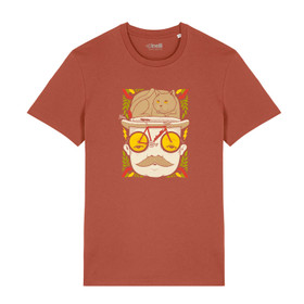 CINELLI JEREMY FISH MR CAT HAT T-SHIRT BROWN L