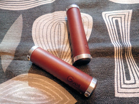 LEATHER DONUT LOCKING GRIPS, DARK BROWN 130/130 MM