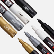 Posca maalikynäsetti 4kpl, PC-1M, musta, valkoinen, kulta, hopea