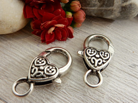 Rapulukko sydän, 25mm, kromi, 1kpl