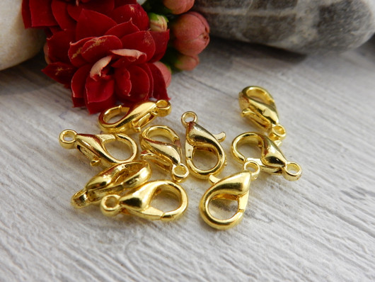 Papukaijalukko 10mm, kulta, 10kpl