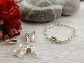 Palloketjun pääte, 2.4mm, kirkashopea, 20kpl