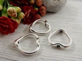 Helmikehys sydän, 13x13mm, kromi, 10kpl