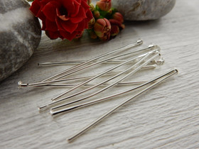 Korupiikki tasapää, 35x0.8mm, kirkashopea, 100kpl