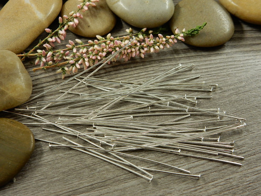 Korupiikki tasapää, 50x0,7mm, kirkashopea, 50kpl