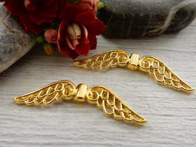 Metallihelmi/riipus siivet , 31x8mm, kulta , 10kpl