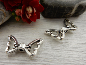 Metallihelmi/riipus siivet, 18x11mm, kromi, 10kpl