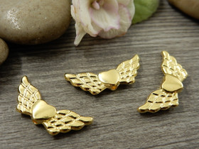 Metallihelmi/riipus siivet, 22x9mm, kulta ,10kpl