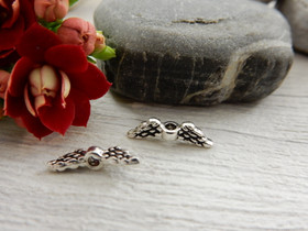 Metallihelmi/riipus siivet, 12x3.5mm, kromi, 10kpl