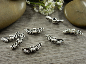 Metallihelmi/riipus siivet, 14x4mm, kromi, 10kpl