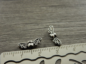 Metallihelmi/riipus siivet, 14x4mm, kromi, 10kpl