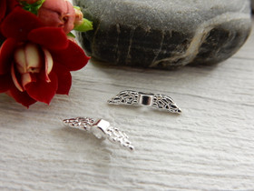 Metallihelmi/riipus siivet, 12x3.5mm, kirkas hopea, 10kpl