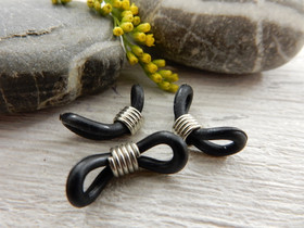 Silmälasinauhan pidike, 20x4mm, musta/hopea/ rst, 2kpl