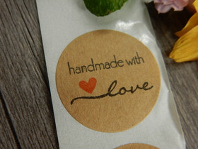 Handmade with love tarra, 25mm, ruskea, 10kpl