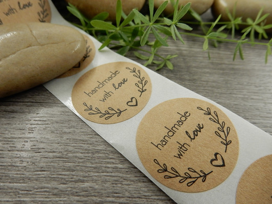 Handmade with love tarra, 25mm, ruskea, 10kpl