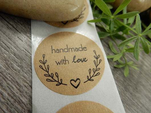Handmade with love tarra, 25mm, ruskea, 10kpl