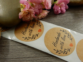 Handmade with love tarra, 25mm, ruskea, 10kpl