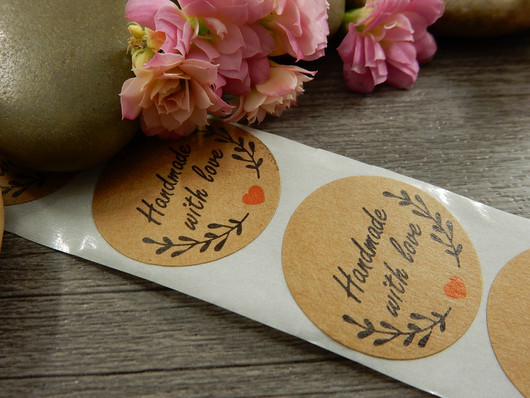 Handmade with love tarra, 25mm, ruskea, 10kpl