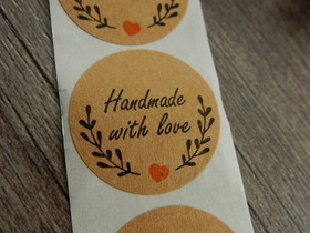Handmade with love tarra, 25mm, ruskea, 10kpl
