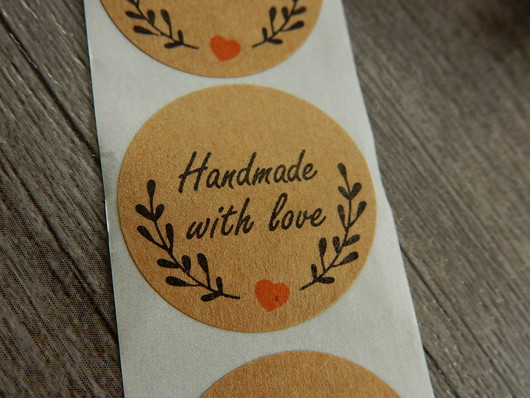 Handmade with love tarra, 25mm, ruskea, 10kpl