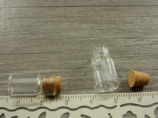 Lasipullo+ korkki,  22x10mm, kirkas, 1kpl