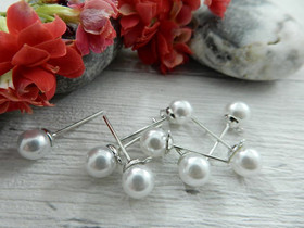 Korvakorutappi lenkillä, 6x18mm, kromi/valkoinen, 1pari