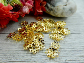 Helmihattu kukka, 6mm, kulta, 50kpl 