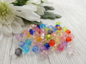 Akryylihelmi fasetoitu bicone, 4x3.5mm, mix, 50kpl