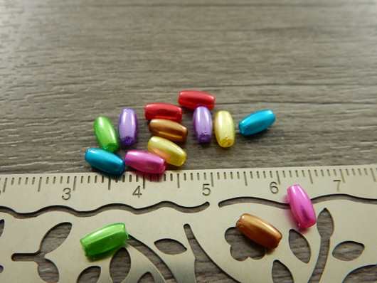 Akryylihelmi ovaali, 6x3mm, mix setti, 50kpl