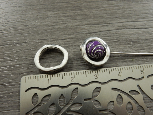 Helmikehys ympyrä, 15x13mm, kirkashopea, 1kpl