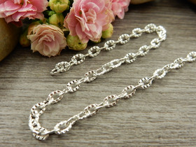 Ankkuriketju rösö, 4x2.6x0.6mm, kirkashopea, 1m